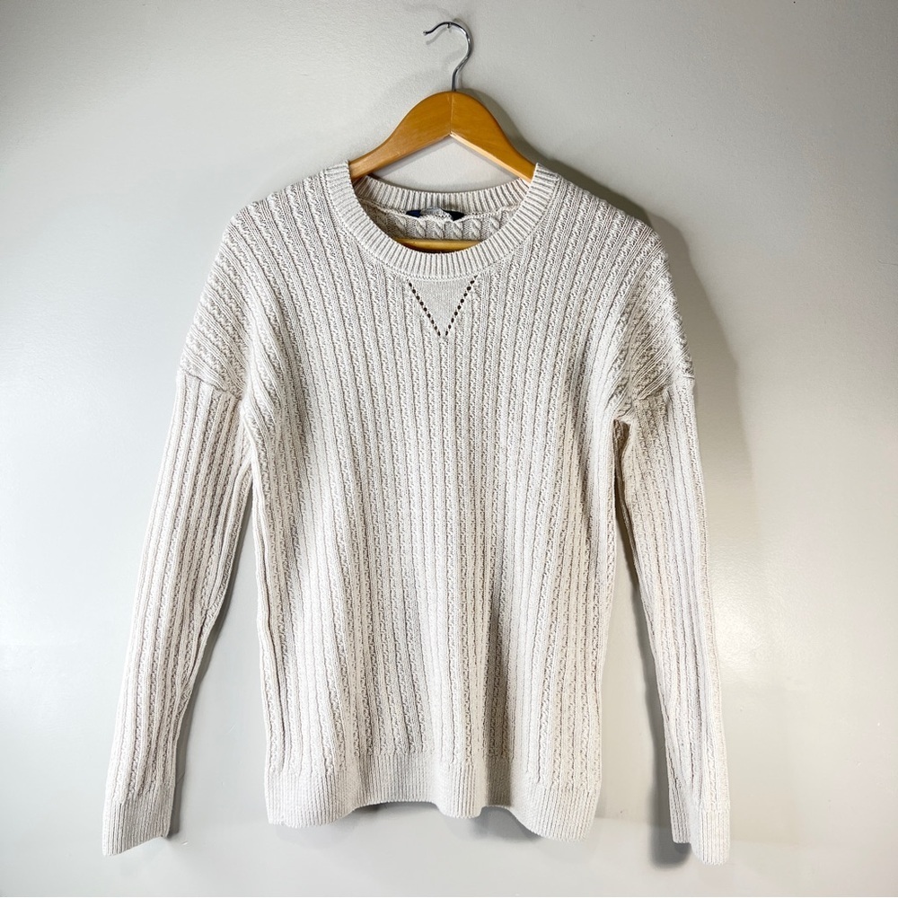 Denver Hayes Cable Knit Pullover Sweater Ivory Size Small Casual Boho Western - Picture 2 of 10